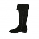 Woman's boot with turnover and zipper in black suede heel 3 - Available sizes:  33, 34