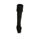 Botas para mujeres con solapa y cremallera en gamuza negra tacon 3 - Tallas disponibles:  33, 34