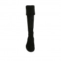 Botas para mujeres con solapa y cremallera en gamuza negra tacon 3 - Tallas disponibles:  33, 34