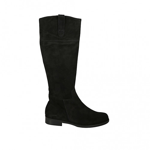 Bottes pour femmes en daim noir avec fermeture éclair talon 3 - Pointures disponibles:  33