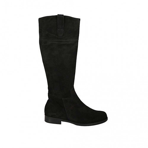 Woman's boot in black suede with zipper heel 3 - Available sizes:  33