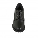 Woman's derby laced shoe in black leather heel 7 - Available sizes:  43