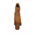 Woman's laced paperbag ankle boot in tan brown suede heel 8 - Available sizes:  42, 43
