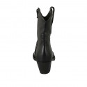Woman's Texan ankle boot with zipper in black leather heel 5 - Available sizes:  32