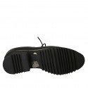 Scarpa derby stringata con decorazione a coda di rondine da donna in pelle nera e marrone tacco 3 - Misure disponibili: 43