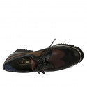 Zapato derby para mujer con cordones y punta de ala en piel negra y marron tacon 3 - Tallas disponibles:  43