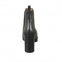 Woman's ankle boot in black leather with elastic bands heel 8 - Available sizes:  42