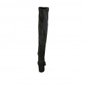 Woman's over-the-knee boot in black elasticized suede with half zipper heel 6 - Available sizes:  33, 34, 42, 44
