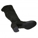 Woman's over-the-knee boot in black elasticized suede with half zipper heel 6 - Available sizes:  33, 34, 42, 44