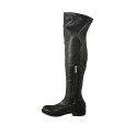 Woman's knee-high boot in black elasticized leather with half zipper heel 3 - Available sizes:  33, 34, 43