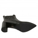 Bottines à bout pointu pour femmes avec elastiques en cuir noir avec talon 7 - Pointures disponibles:  42