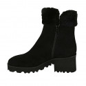 Woman's ankle boot in black suede with zippers and fur lining heel 6 - Available sizes:  42