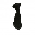 Botines para mujer en gamuza negra con cremalleras y forro en pelaje tacon 6 - Tallas disponibles:  42
