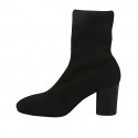 Woman's ankle boot in black elastic fabric heel 7 - Available sizes:  32, 33, 34, 42, 43, 44