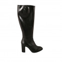 Woman's boot with zipper in black leather heel 8 - Available sizes:  33