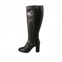 Woman's boot with zipper in black leather heel 8 - Available sizes:  33