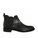 Men's low ankle boot in black leather with elastic bands - Available sizes:  37, 38, 47, 48, 49, 50