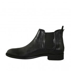 Bottine basse pour hommes en cuir noir avec élastiques - Pointures disponibles:  38 2
