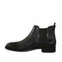 Men's low ankle boot in black leather with elastic bands - Available sizes:  37, 38, 47, 48, 49, 50