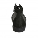 Scarpa casual stringata da uomo con cerniera e plantare estrabile in pelle e camoscio nero - Misure disponibili: 47