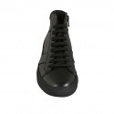 Chaussure sportif à lacets avec fermeture éclair et semelle amovible pour hommes en cuir et daim noir - Pointures disponibles:  47