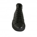Zapato deportivo con cordones y cremallera y plantilla extraible para hombre en piel y gamuza negra - Tallas disponibles:  47