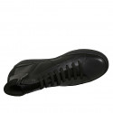 Men's laced casual shoe with zipper and removable insole in black leather and suede - Available sizes:  47