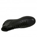 Scarpa casual stringata da uomo con cerniera e plantare estrabile in pelle e camoscio nero - Misure disponibili: 47