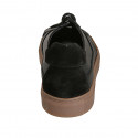 Chaussure sportif à lacets pour hommes en cuir et daim noir avec semelle amovible - Pointures disponibles:  49