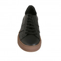Chaussure sportif à lacets pour hommes en cuir et daim noir avec semelle amovible - Pointures disponibles:  49