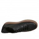 Chaussure sportif à lacets pour hommes en cuir et daim noir avec semelle amovible - Pointures disponibles:  49