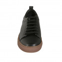 Zapato deportivo con cordones, puntera y plantilla extraible para hombre en piel de color negro - Tallas disponibles:  37, 38, 47, 48, 50