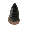 Zapato deportivo con cordones, puntera y plantilla extraible para hombre en piel de color negro - Tallas disponibles:  37, 38