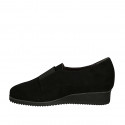Woman's highfronted shoe with elastic band and removable insole in black suede wedge heel 3 - Available sizes:  34