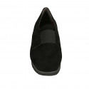 Woman's highfronted shoe with elastic band and removable insole in black suede wedge heel 3 - Available sizes:  34