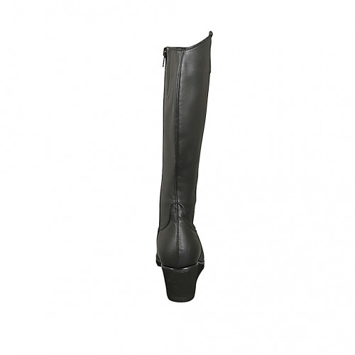 Botas para mujer con cremallera y plantilla extraible en piel negra cuña 6