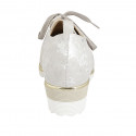 Chaussure derby à lacets avec semelle amovible pour femmes en daim lamé imprimé argent talon 4 - Pointures disponibles:  31, 32, 33, 42, 43, 44, 45