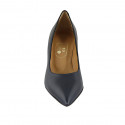 Pointy pump in blue leather heel 6 - Available sizes:  31, 45