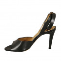Sandalo da donna in pelle nera con cinturino alla caviglia tacco 9 - Misure disponibili: 31, 32, 42