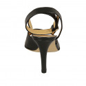 Woman's ankle strap sandal in black leather heel 9 - Available sizes:  32, 42