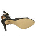 Woman's ankle strap sandal in black leather heel 9 - Available sizes:  32, 42