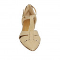 Woman's pointy open shoe with strap in beige patent leather heel 2 - Available sizes:  42