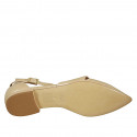Zapato abierto puntiagudo con cinturon para mujer en charol de color beis tacon 2 - Tallas disponibles:  42