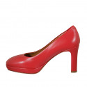 Woman's platform pump in red leather heel 9 - Available sizes:  43