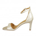 Woman's open shoe with strap in platinum laminated leather heel 8 - Available sizes:  42, 43, 44, 46