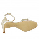 Woman's open shoe with strap in platinum laminated leather heel 8 - Available sizes:  42, 43, 44, 46