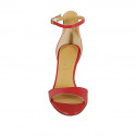 Zapato abierto con cinturon para mujer en piel roja tacon 8 - Tallas disponibles:  42, 43