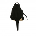Woman's open shoe with ankle lace in black suede heel 8 - Available sizes:  33, 34, 44, 46