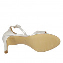 Woman's open shoe with strap in silver laminated leather heel 8 - Available sizes:  45