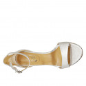 Woman's open shoe with strap in silver laminated leather heel 8 - Available sizes:  45